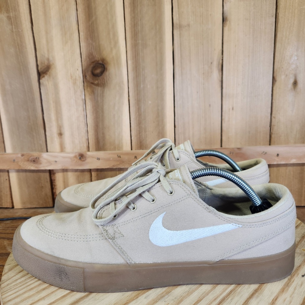 Nike SB Stefan Janoski Shoes Mens 11.5 Beige Gum Canvas Skateboarding AR7718-207